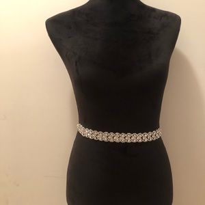 Crystal Bridal belt with changeable ivory ribbon